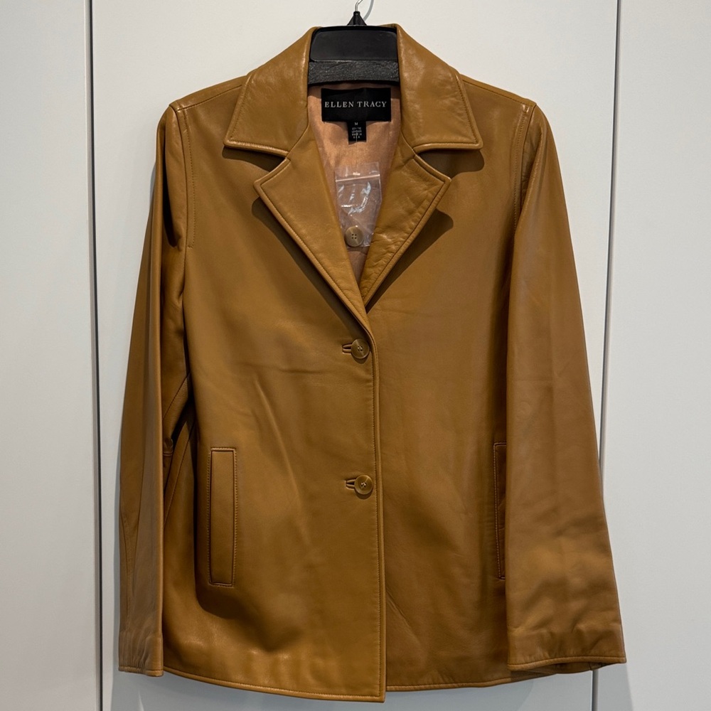 Ellen Tracy Women's Tan Leather Jacket Medium
